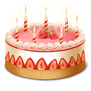 🎂 b2f1faf2 kue, ulang tahun, stroberi, hidangan penutup, lilin, perayaan, manis telegram sticker