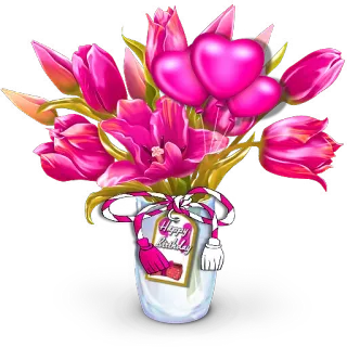 💐 c2cf1d68 Happy Birthday bunga, tulip, selamat ulang tahun, buket, perayaan, hadiah telegram sticker