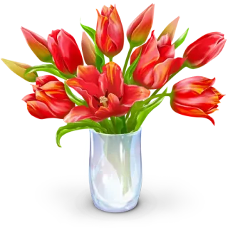 💐 e78378f2 tulip, bunga, berbunga, vas, buket, merah telegram sticker