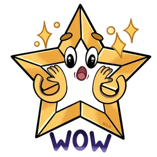 🤯 1687ead7 WOW ngôi sao, dễ thương, hoạt hình, lấp lánh, bất ngờ, wow, phản ứng whatsapp sticker