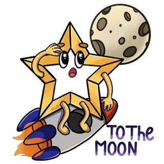 🚀 f7595404 TO THE MOON sao, mặt trăng, tên lửa, vũ trụ, hoạt hình, vui nhộn, hài hước whatsapp sticker