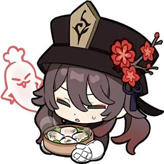 🌸 e259c141 Hu Tao Genshin Impact 动漫, 电子游戏, 幽灵, 食物, 原神, 胡桃, 可爱 telegram sticker