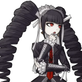 🤔 241c20db Celestia Ludenberg Danganronpa anime, gótico, rabos de cavalo, olhos vermelhos, médico telegram sticker