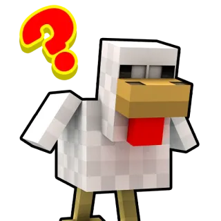 ❓ 63c42c8a Minecraft poulet, minecraft, animal, point d'interrogation, jeu telegram sticker