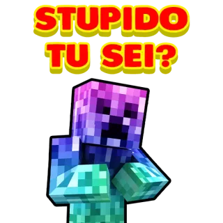 ❓ fd62c6b1 STUPIDO TU SEI? stupide, question, minecraft, creeper, jeu telegram sticker