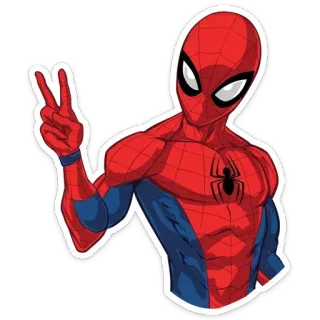 ✌ 194a2262 Spider-Man Người Nhện, siêu anh hùng, Marvel, biểu tượng hòa bình, truyện tranh, nhãn dán telegram sticker