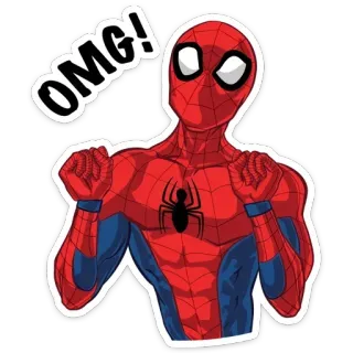 😱 d3a918e6 Spider-Man OMG! Người Nhện, Marvel, Siêu anh hùng, Ôi trời ơi, Biểu cảm, Truyện tranh, Nhân vật telegram sticker