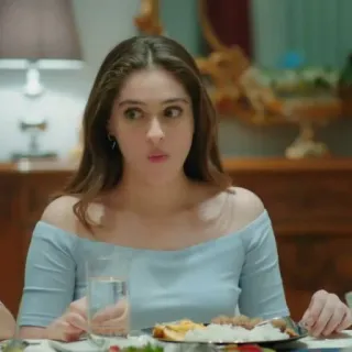 🤎 f44f430b woman, portrait, table, meal, dinner telegram sticker