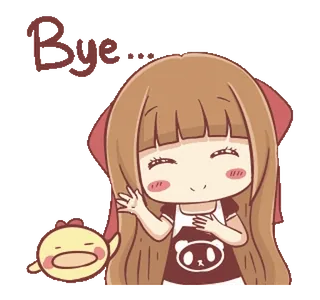 🍞 3750fdb2 Bye... cartone animato, ragazza, onda, ciao, carino, anime telegram sticker