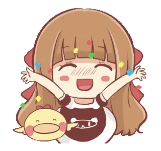 🍞 ba8e3491 carino, cartone animato, ragazza, festa, coriandoli, felice, kawaii, chibi telegram sticker