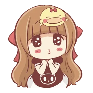 🍞 d0e7410a ragazza anime, carino, chibi, cartone animato, kawaii, anatra, adesivo telegram sticker