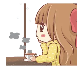 🍞 f6cacc53 Anime, Ragazza, Carina, Tè, Cartone animato, Kawaii, Triste telegram sticker