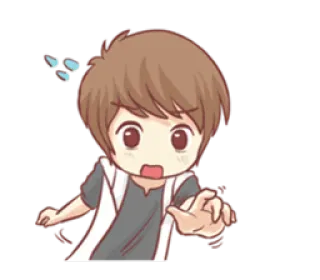 😦 02d38214 stiker, kartun, anime, imut, anak laki-laki, ilustrasi telegram sticker