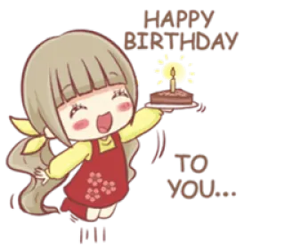 🍰 25155e23 HAPPY BIRTHDAY TO YOU... ulang tahun, perayaan, selamat ulang tahun, kue, kartun, imut, salam telegram sticker