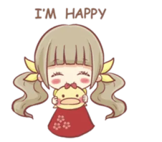 ☺️ b4409f65 I'M HAPPY senang, gadis, imut, stiker, kartun, ilustrasi telegram sticker