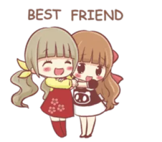 ☺️ e2717051 BEST FRIEND sahabat terbaik, persahabatan, imut, cewek, kartun telegram sticker