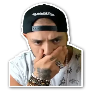 🤭 e09e8295 ผู้ชาย, คน, หมวก, ลูกปัด, แหวน, เอามือปิดปาก telegram sticker