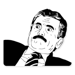 😨 e52ebe80 ミーム, ネットミーム, 懐疑主義者, 表情, 男性, 口ひげ telegram sticker