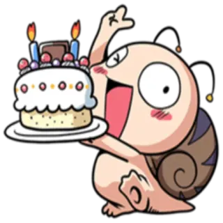 🎂 34f70d3d ślimak, ciasto, urodziny, kreskówka, jedzenie, święto, deser telegram sticker