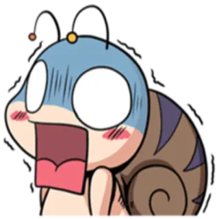 😱 90d14e69 ślimak, kreskówka, zszokowany, anime, przestraszony, niespodzianka telegram sticker