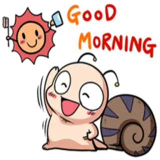 ☀️ bd171c3c GOOD MORNING dzień dobry, słońce, ślimak, pozdrowienie, kreskówka, słodki telegram sticker