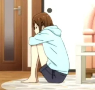 😾 429760f0 Gadis anime, Duduk, Hoodie, Depresi, Sendirian, Dalam ruangan telegram sticker