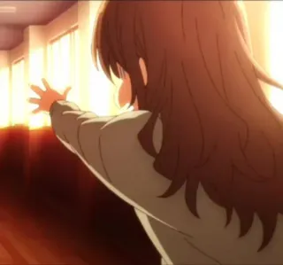 😾 750fc255 Anime, Gadis, Jendela, Siluet, Cahaya telegram sticker