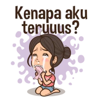 😩 28acfc71 Kenapa aku teruuus? llorando, triste, molesto, dibujos animados, chica telegram sticker