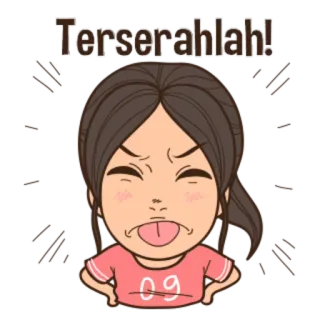 😜 64bb9325 Terserahlah! dibujos animados, molesta, chica, expresión, sacando la lengua telegram sticker