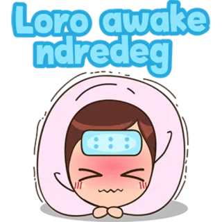 😷 3c0d7031 Loro awake ndredeg ป่วย, ไข้, หวัด, ปวดหัว, การ์ตูน, โรค telegram sticker