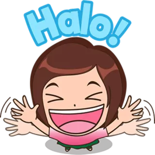 ✋ 5681a112 Halo! ทักทาย, สวัสดี, การ์ตูน, เด็กผู้หญิง, โบกมือ telegram sticker