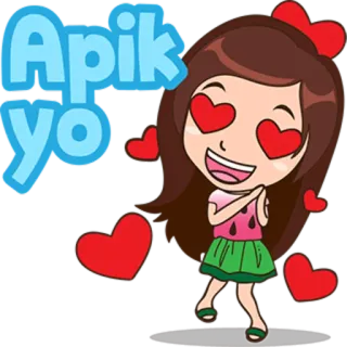 😍 7d396f64 Apik yo รัก, หัวใจ, การ์ตูน, ผู้หญิง, ความรัก telegram sticker