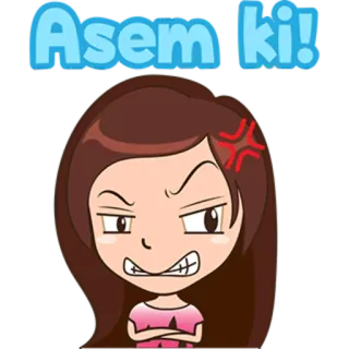 😔 b8a26dc3 Asem ki! โกรธ, การ์ตูน, หงุดหงิด, ผู้หญิง telegram sticker