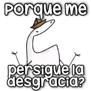😶 747dfda3 Porque me persigue la desgracia? gans, verdrietig, ongeluk, Spaans, sticker telegram sticker