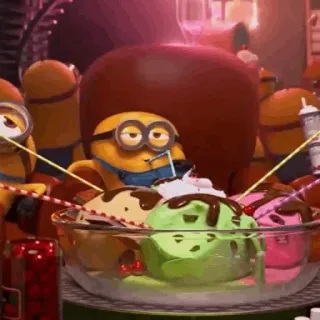 🍌 a86be596 Minion Despicable Me Minion, Eis, Dessert, Cartoon, Lustig, Essen telegram sticker