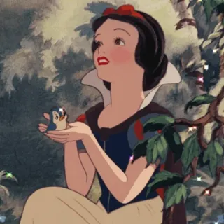 ☁️ 7d684e70 Snow White Snow White and the Seven Dwarfs Putri Salju, Disney, Burung, Kartun, Putri, Animasi whatsapp sticker