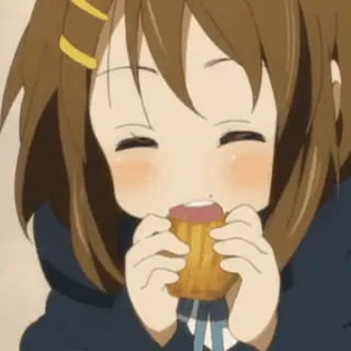 🍪 32acf554 Yui Hirasawa K-On! anime, cute, eating, cartoon, K-On! whatsapp sticker