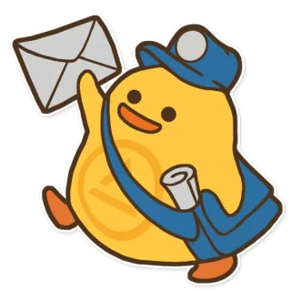 ✉️ a5afd9fd Postbote, Ente, Brief, Postbote, Cartoon, süß telegram sticker