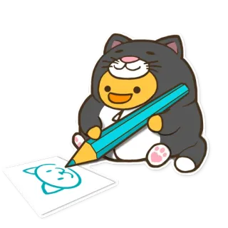 ✏️ bb16ccf7 Tier, Katze, Zeichnung, Bleistift, Cartoon telegram sticker