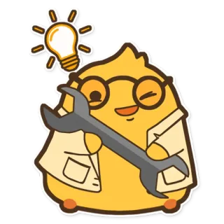 🔧 f789da8a Wissenschaftler, Glühbirne, Werkzeug, Ingenieur, Cartoon, Laborkittel telegram sticker