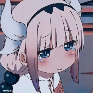 🍙 11307f01 Kanna Kamui Miss Kobayashi's Dragon Maid xukisan anime, dragon, kawaii, kanna kamui, crying whatsapp sticker