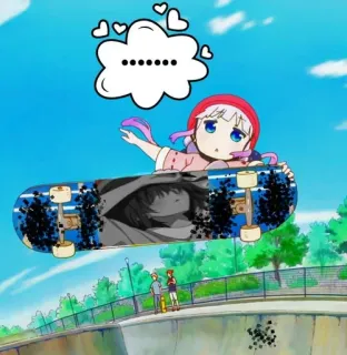 🍙 d3a9a6dd Kanna Kamui Miss Kobayashi's Dragon Maid ...... anime, skateboard, cartoon, cute, kanna, dragon, maid whatsapp sticker