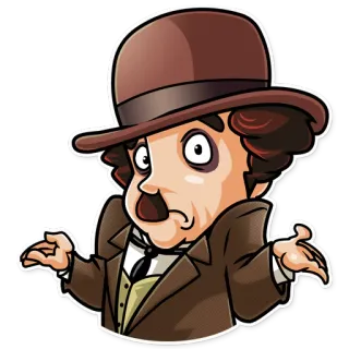 🤷 63d7ab24 Charlie Chaplin kreskówka, Charlie Chaplin, aktor, postać filmowa, kapelusz, vintage, klasyk telegram sticker