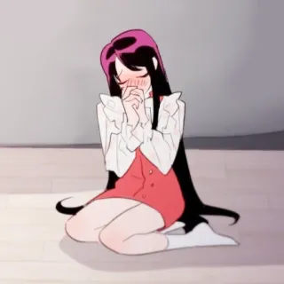 ☺️ 39ce54fd 애니메이션 여자, 무릎 꿇고, 얼굴 붉힘, 만화, 귀여운, 일러스트 telegram sticker