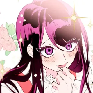 ☺️ af01a2b2 애니메이션 소녀, 만화 캐릭터, 일러스트, 보라색 머리, 분홍색 눈, 웃는, 귀여운 telegram sticker