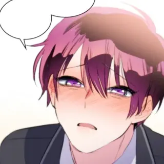 🥺 cb275b57 애니메이션, 만화, 얼굴을 붉히다, 보라색 머리, 남성, 캐릭터 telegram sticker