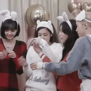 🧁 55bbb7b2 la Balcony grup, wanita, telinga kelinci, perayaan, dalam ruangan telegram sticker