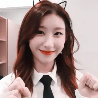 💠 4f678037 女人, 韩, 猫耳, 微笑, 肖像 telegram sticker