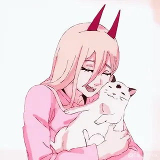 🥰 179ec8bb Power Chainsaw Man Аниме, Манга, Мультфильм, Power, Кот, Дьявол, Chainsaw Man whatsapp sticker