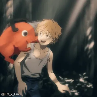 🥰 c121347b Denji Chainsaw Man Аниме, Человек-бензопила, Дэнджи, Почита, Манга whatsapp sticker